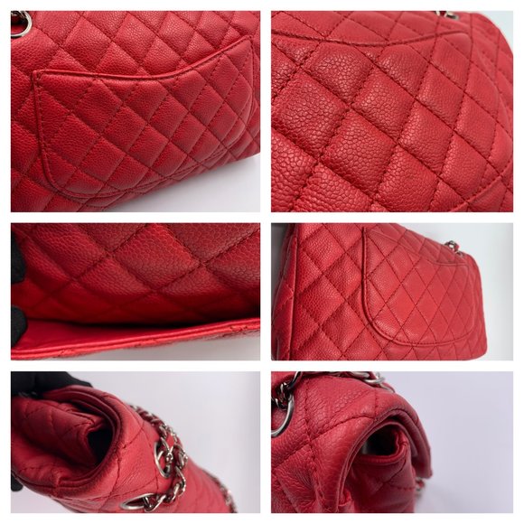 Authentic CHANEL Caviar Red Double Flap Bag - Picture 6 of 13